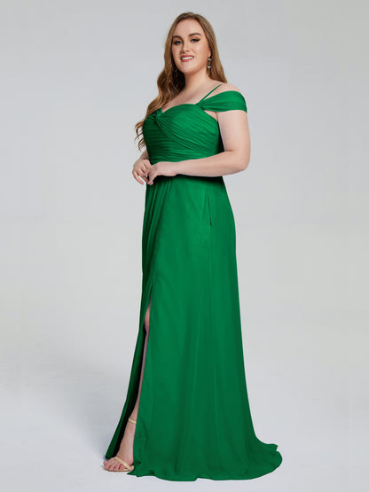 Catherine Elegant Straps Split Plus Size Bridesmaid Dresses