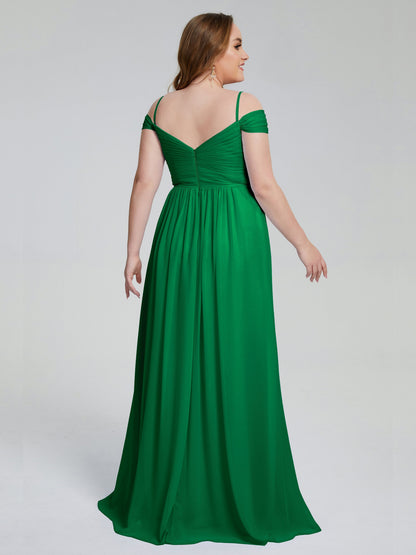 Catherine Elegant Straps Split Plus Size Bridesmaid Dresses