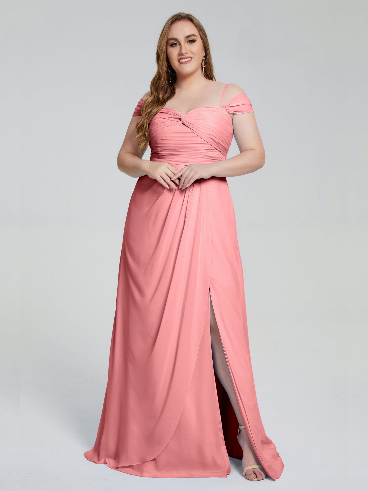 Catherine Elegant Straps Split Plus Size Bridesmaid Dresses