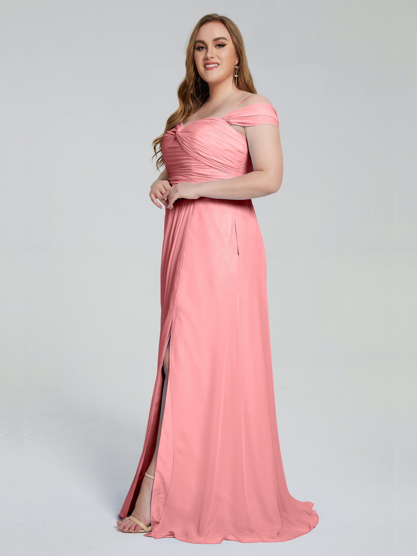 Catherine Elegant Straps Split Plus Size Bridesmaid Dresses