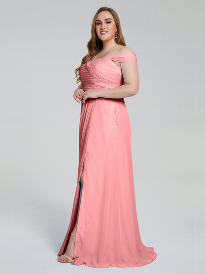 Catherine Elegant Straps Split Plus Size Bridesmaid Dresses