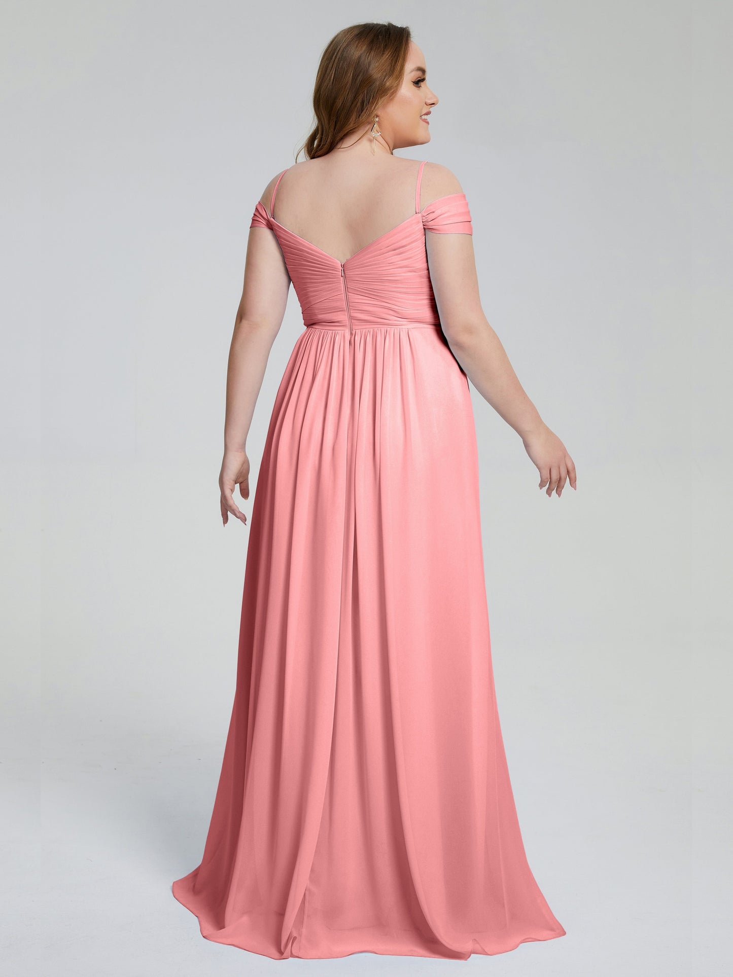 Catherine Elegant Straps Split Plus Size Bridesmaid Dresses