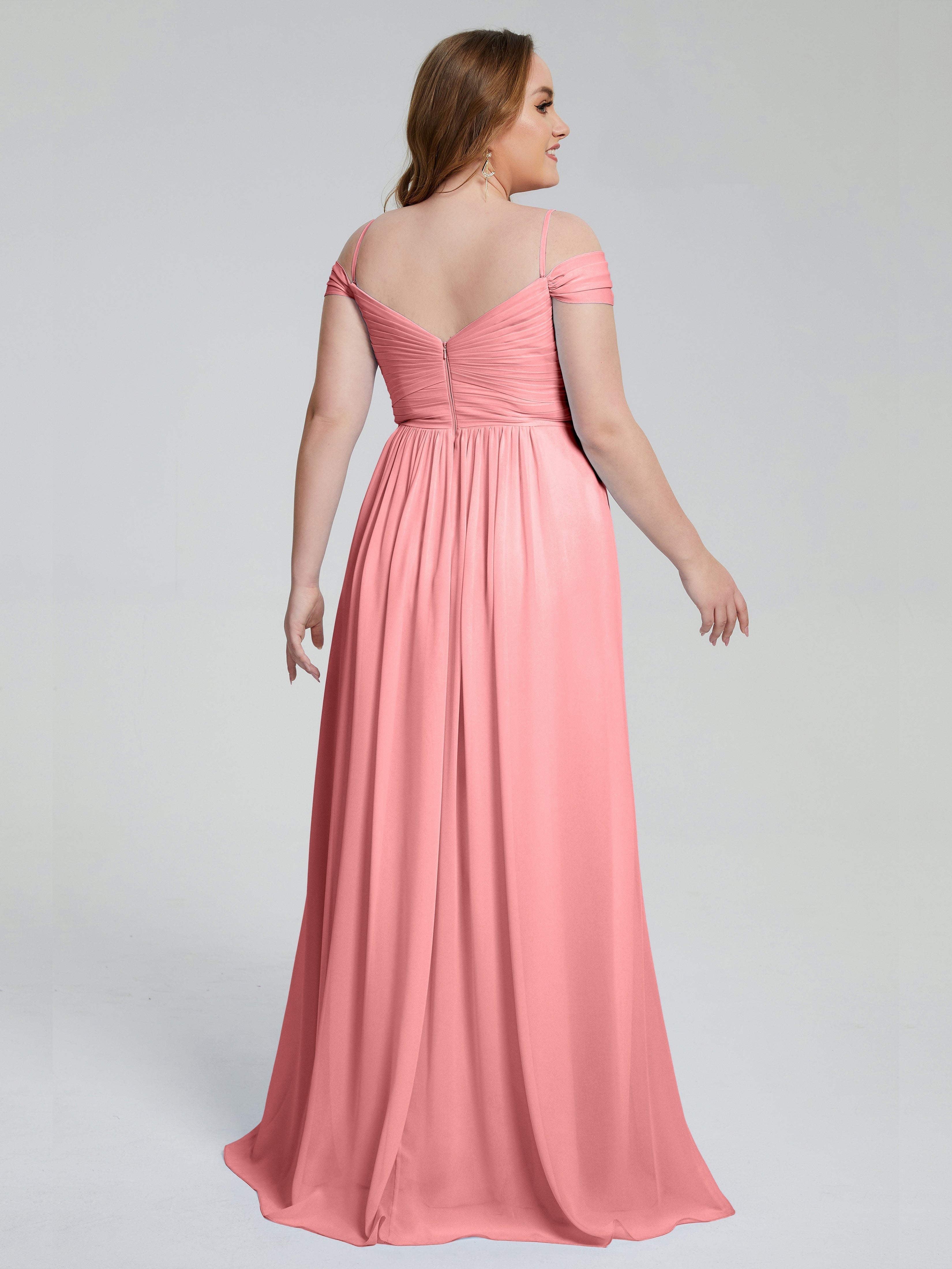 Catherine Elegant Straps Split Plus Size Bridesmaid Dresses