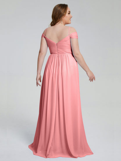 Catherine Elegant Straps Split Plus Size Bridesmaid Dresses