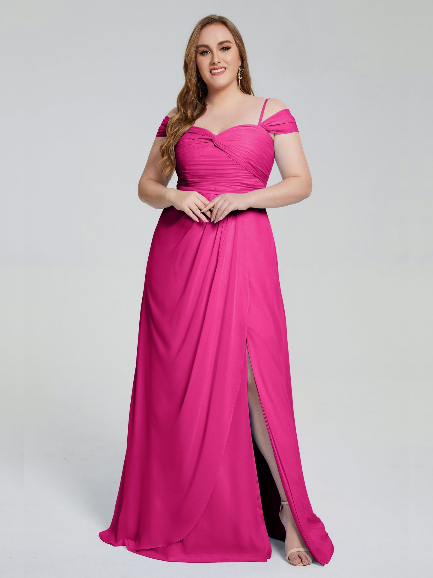 Catherine Elegant Straps Split Plus Size Bridesmaid Dresses