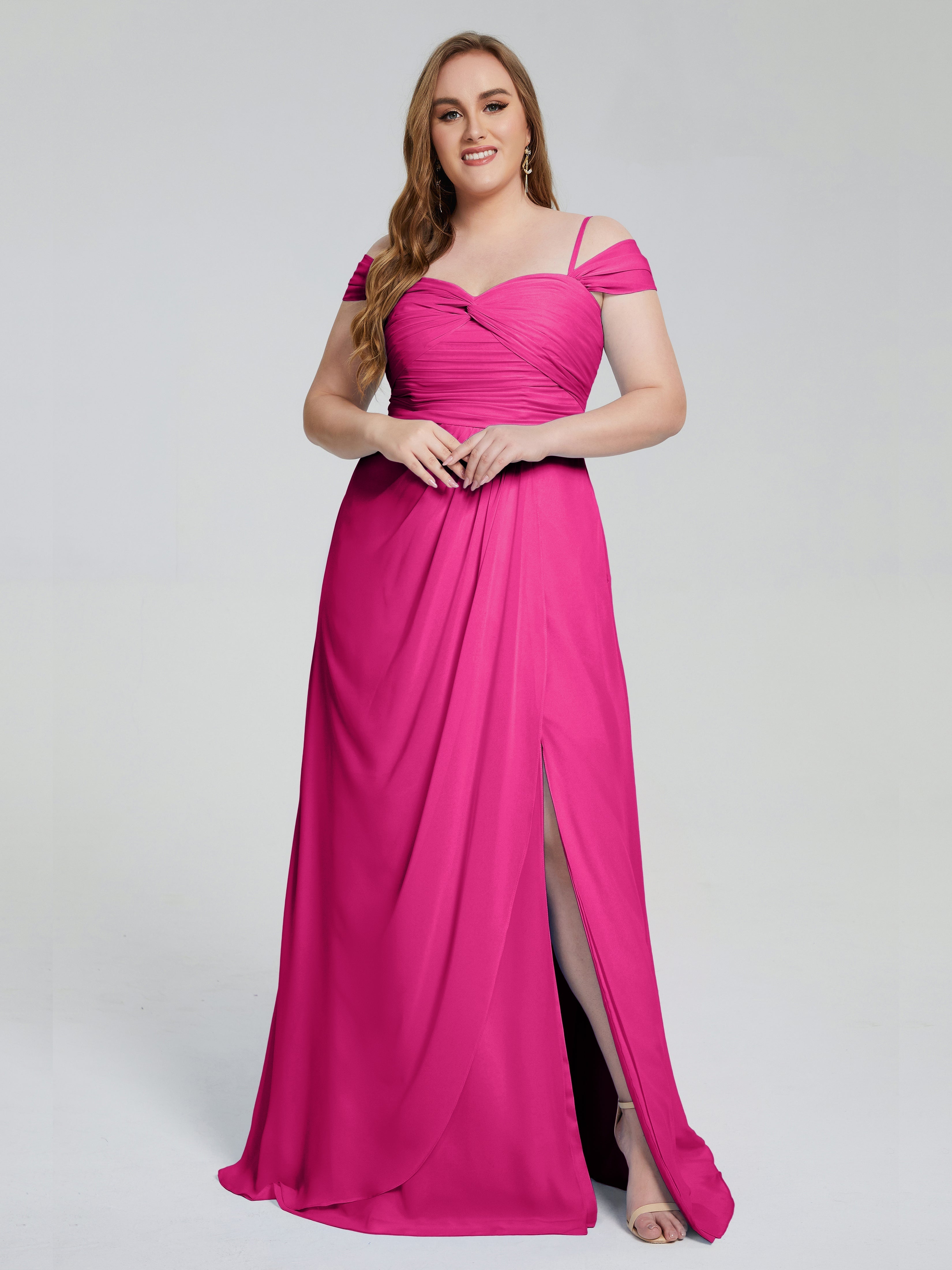 Catherine Elegant Straps Split Plus Size Bridesmaid Dresses