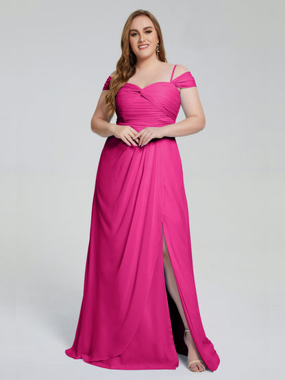 Catherine Elegant Straps Split Plus Size Bridesmaid Dresses