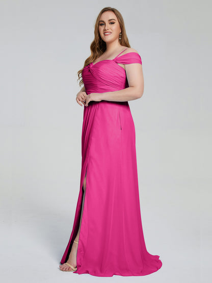 Catherine Elegant Straps Split Plus Size Bridesmaid Dresses