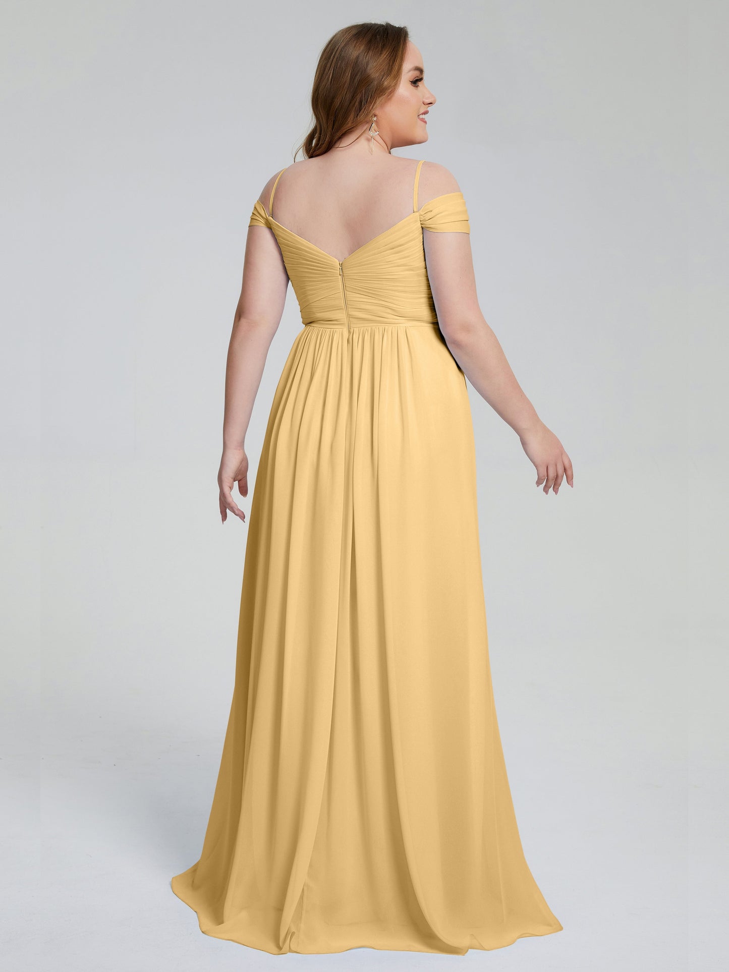 Catherine Elegant Straps Split Plus Size Bridesmaid Dresses