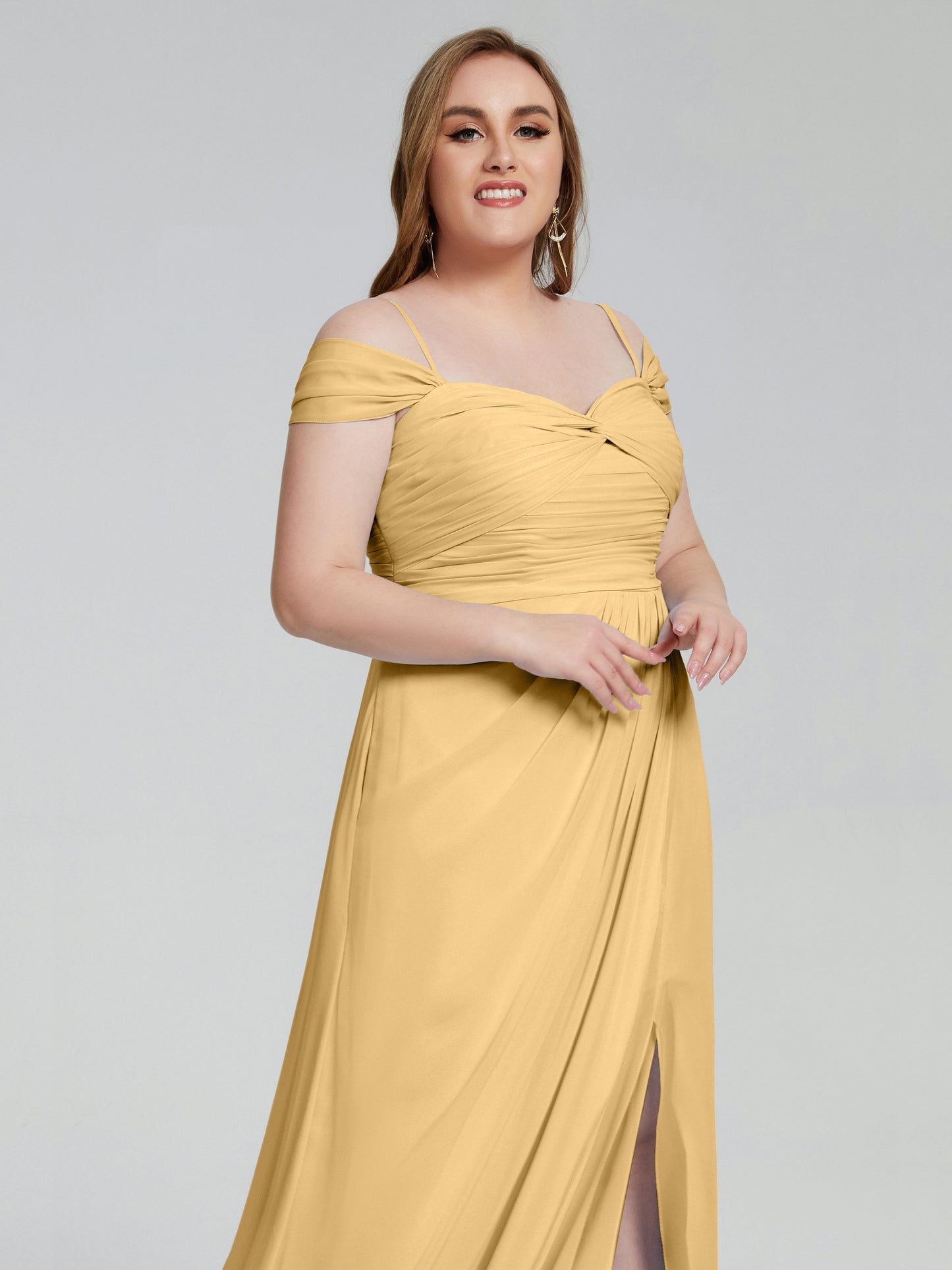 Catherine Elegant Straps Split Plus Size Bridesmaid Dresses