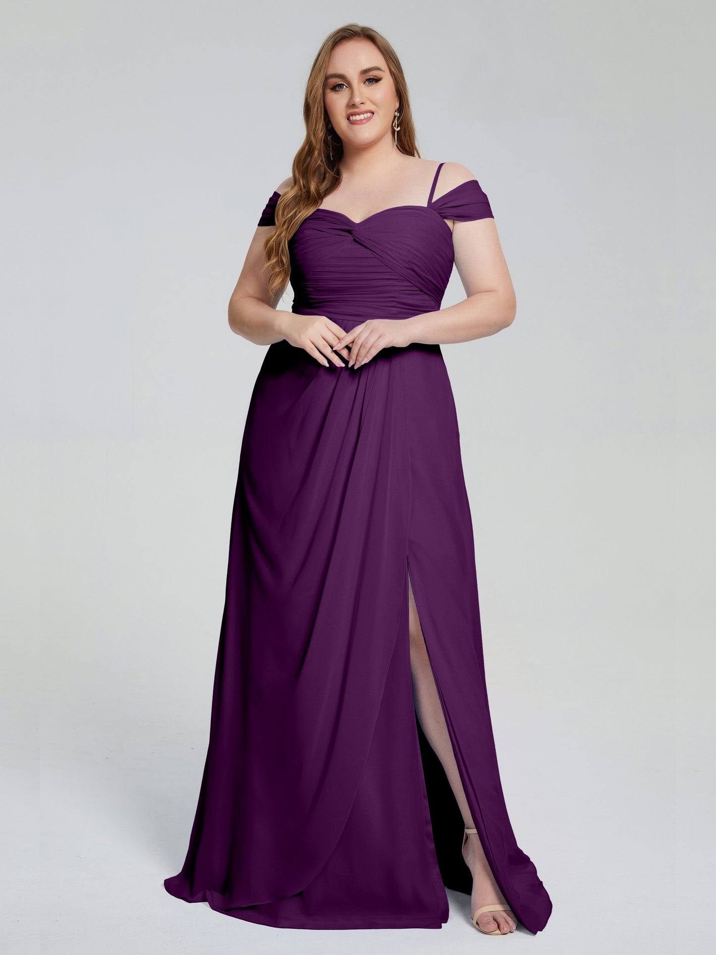 Catherine Elegant Straps Split Plus Size Bridesmaid Dresses