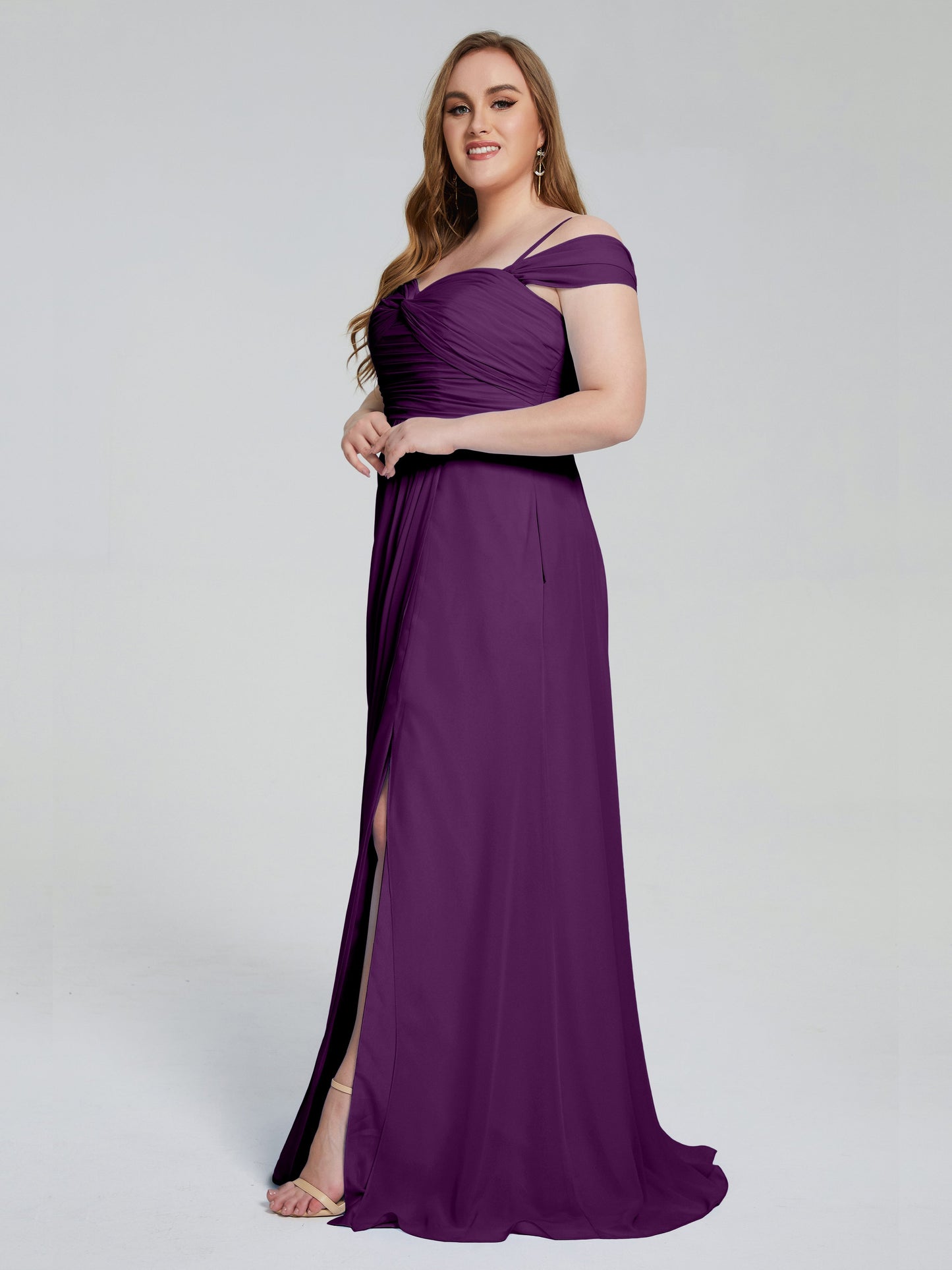 Catherine Elegant Straps Split Plus Size Bridesmaid Dresses