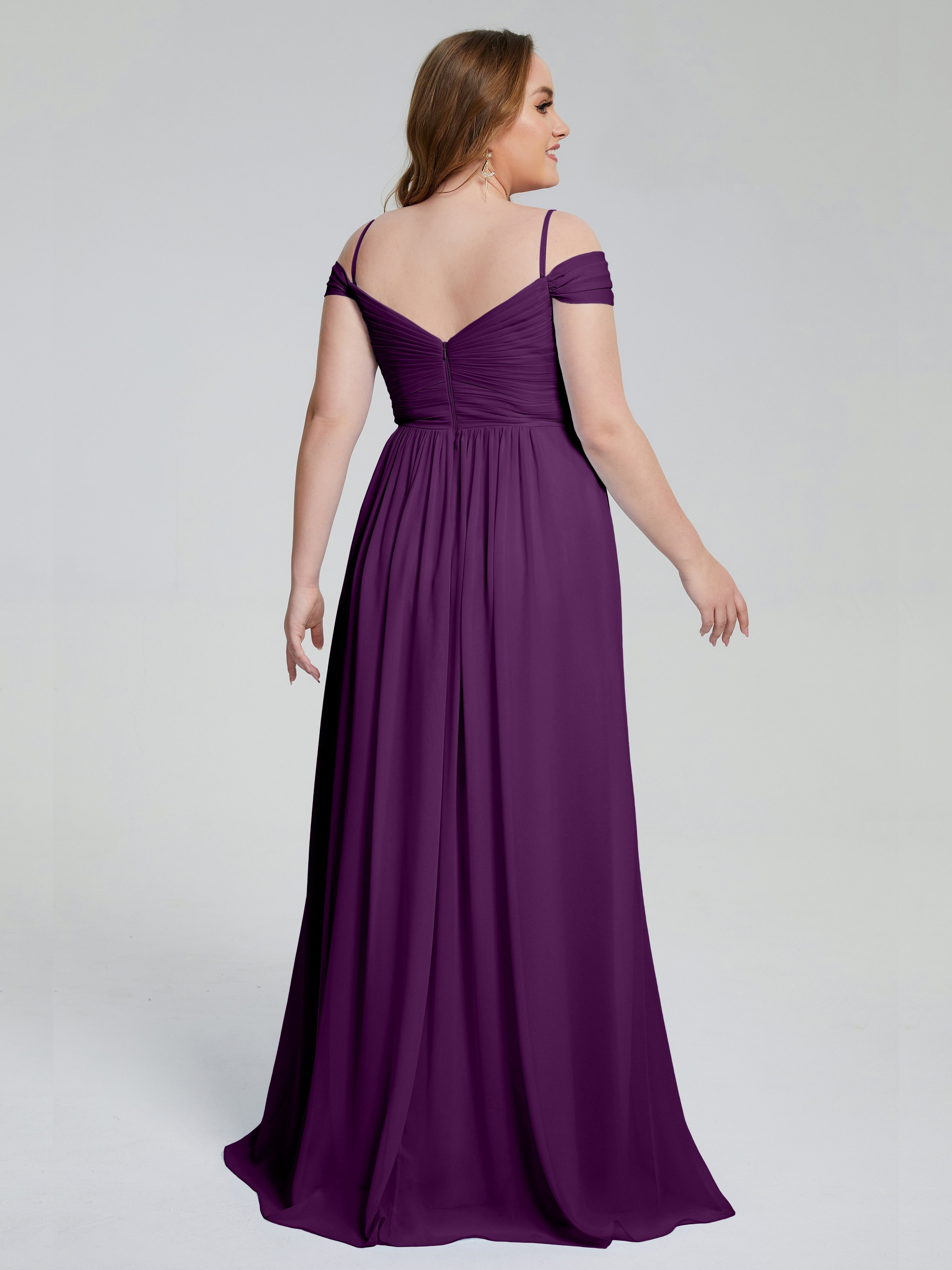Catherine Elegant Straps Split Plus Size Bridesmaid Dresses