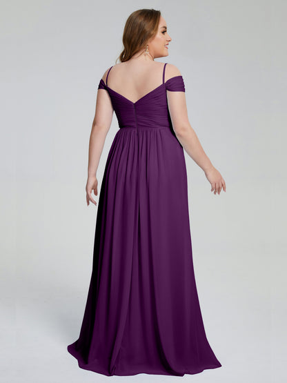 Catherine Elegant Straps Split Plus Size Bridesmaid Dresses