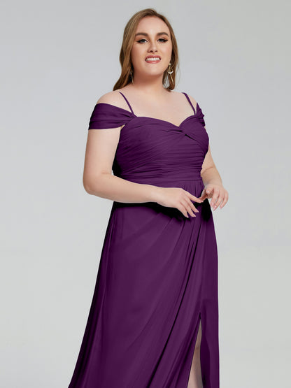 Catherine Elegant Straps Split Plus Size Bridesmaid Dresses