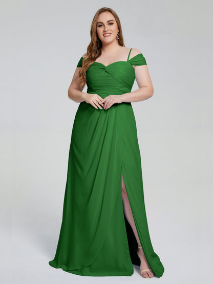 Catherine Elegant Straps Split Plus Size Bridesmaid Dresses