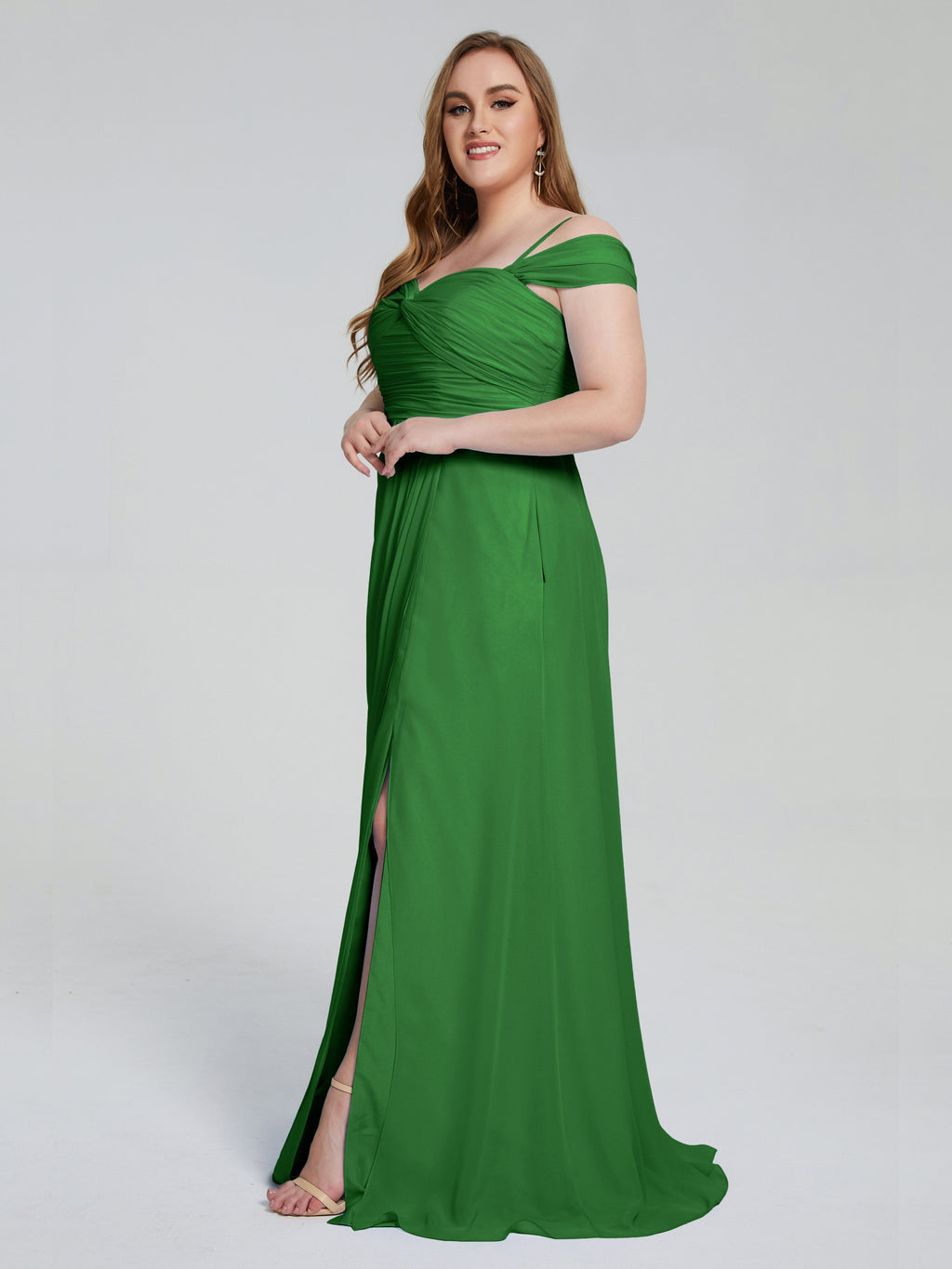 Catherine Elegant Straps Split Plus Size Bridesmaid Dresses