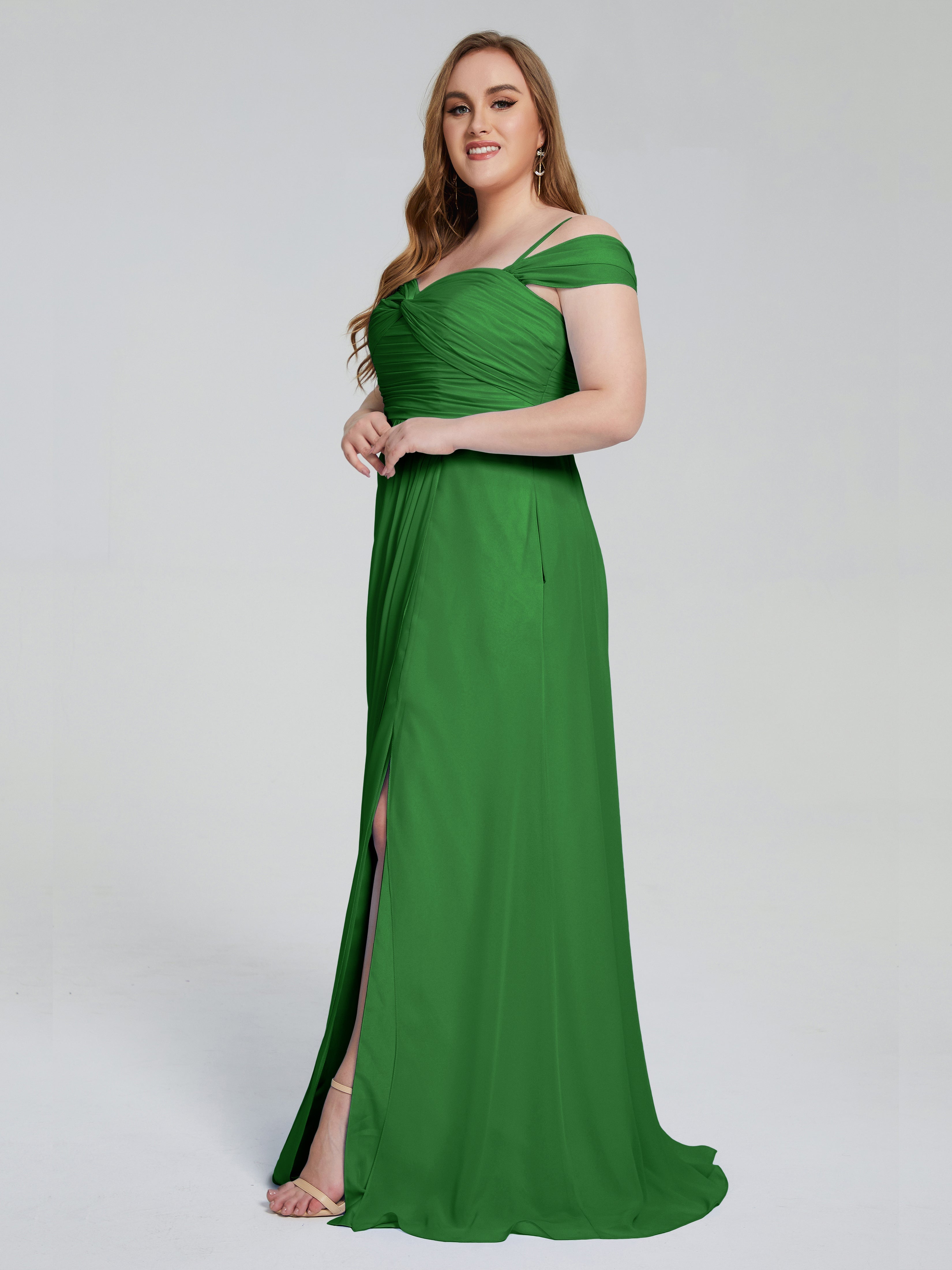 Catherine Elegant Straps Split Plus Size Bridesmaid Dresses