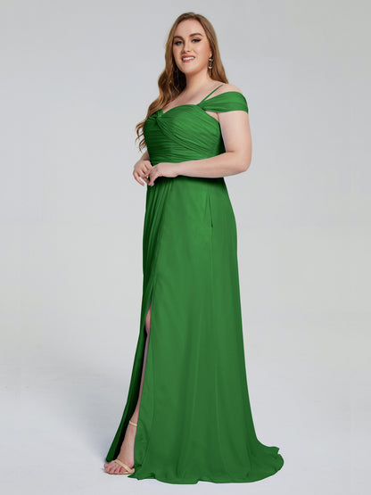Catherine Elegant Straps Split Plus Size Bridesmaid Dresses
