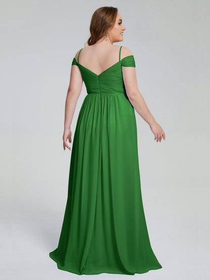Catherine Elegant Straps Split Plus Size Bridesmaid Dresses