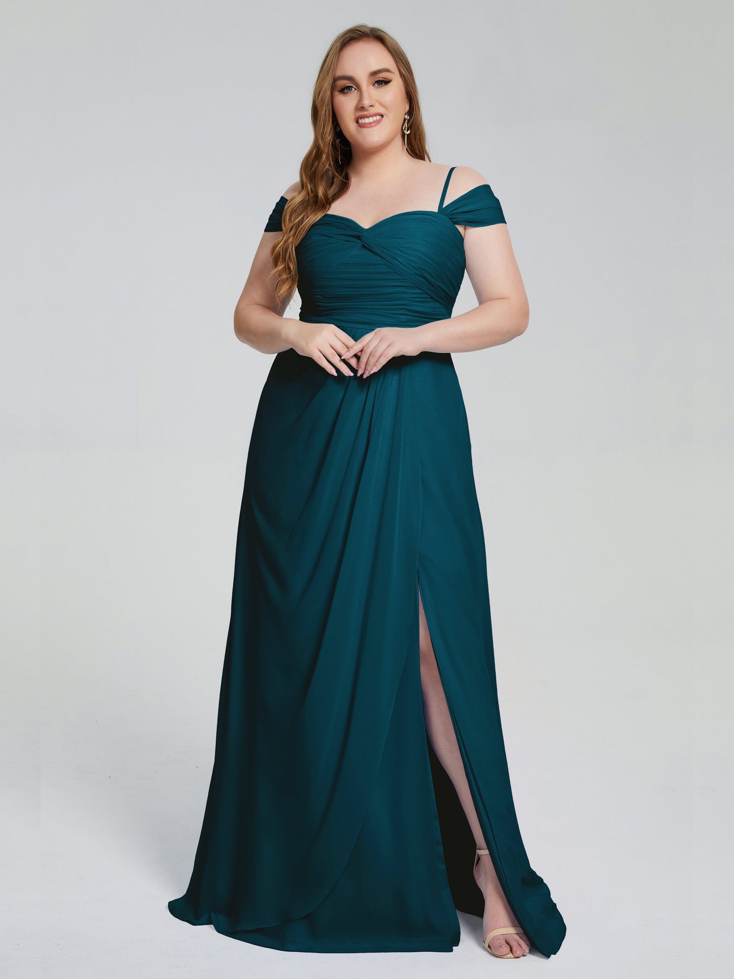 Catherine Elegant Straps Split Plus Size Bridesmaid Dresses