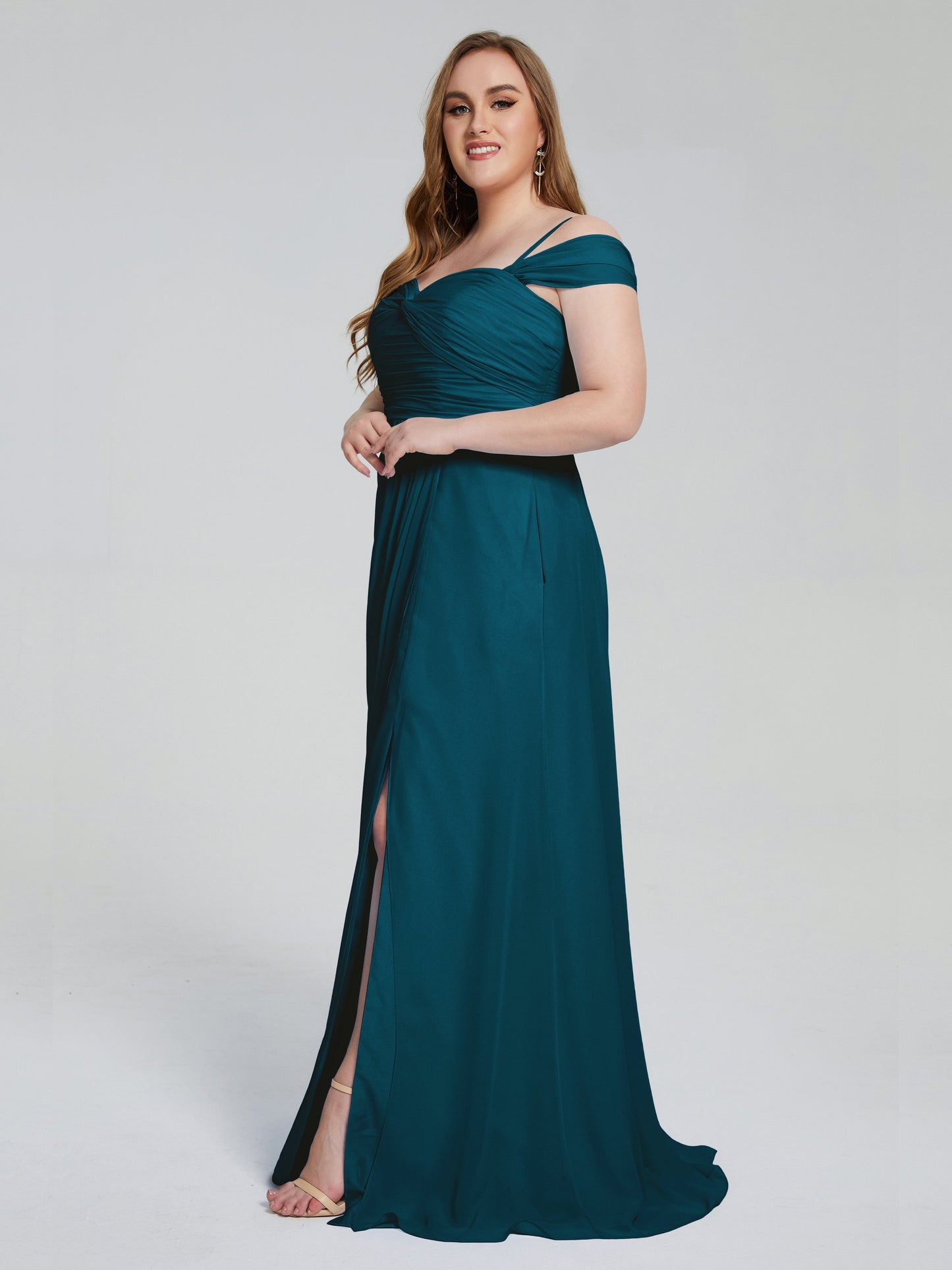 Catherine Elegant Straps Split Plus Size Bridesmaid Dresses