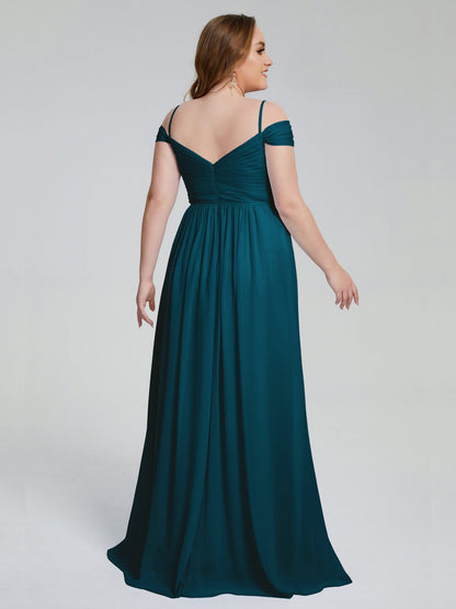 Catherine Elegant Straps Split Plus Size Bridesmaid Dresses