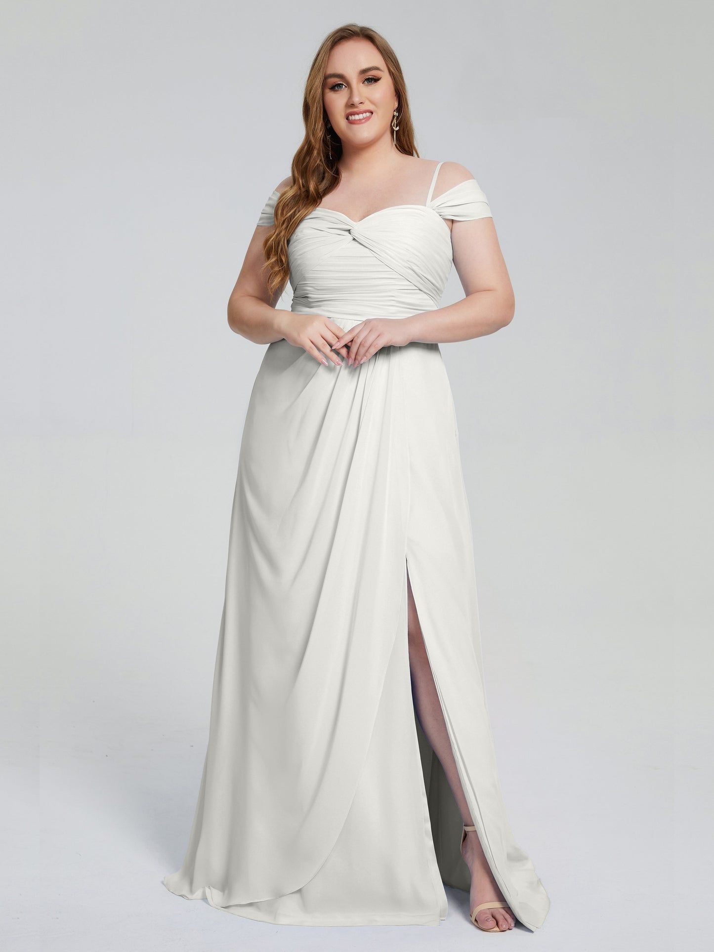 Catherine Elegant Straps Split Plus Size Bridesmaid Dresses