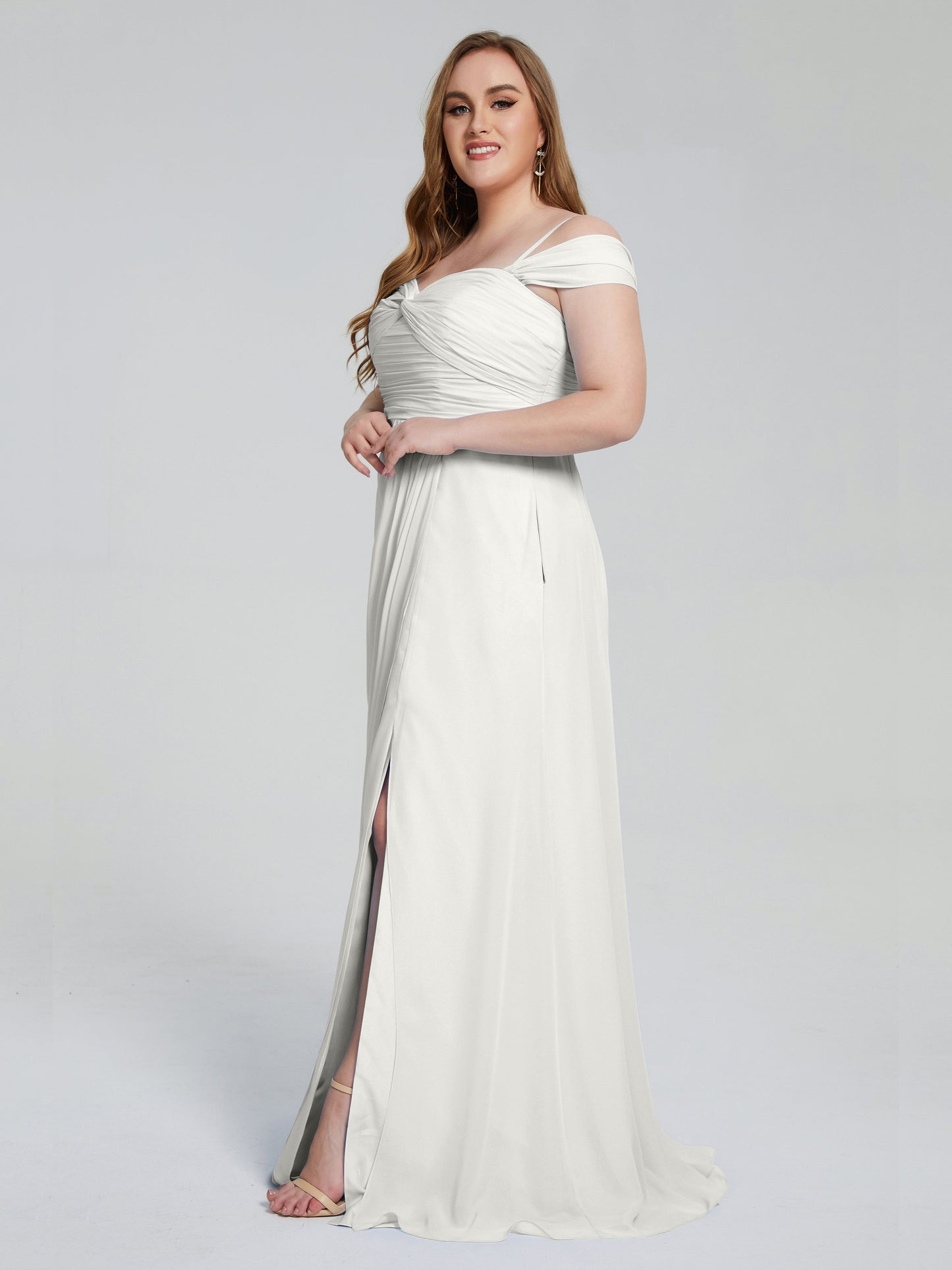 Catherine Elegant Straps Split Plus Size Bridesmaid Dresses