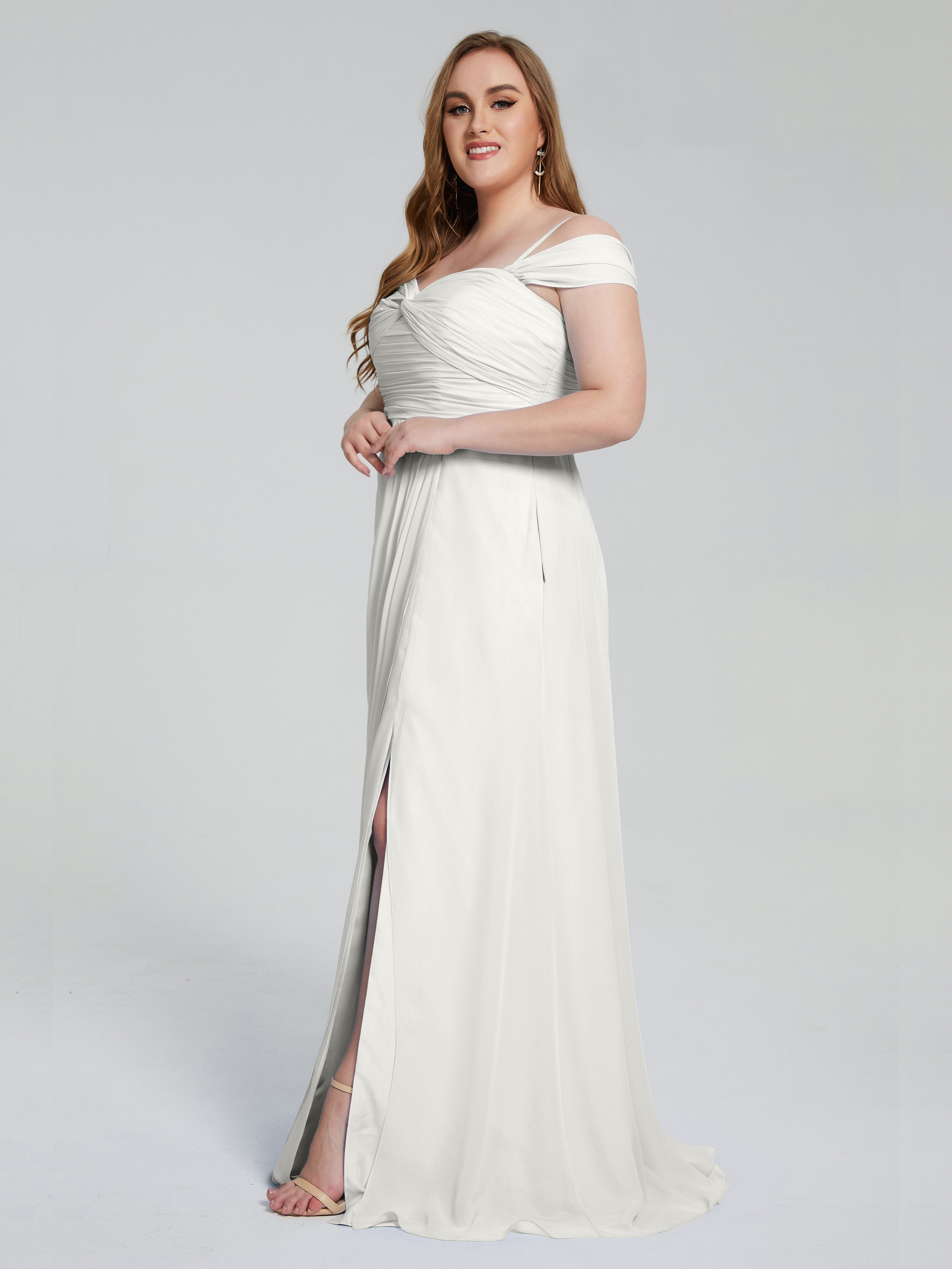 Catherine Elegant Straps Split Plus Size Bridesmaid Dresses