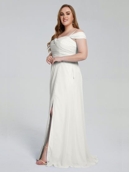Catherine Elegant Straps Split Plus Size Bridesmaid Dresses