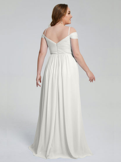 Catherine Elegant Straps Split Plus Size Bridesmaid Dresses