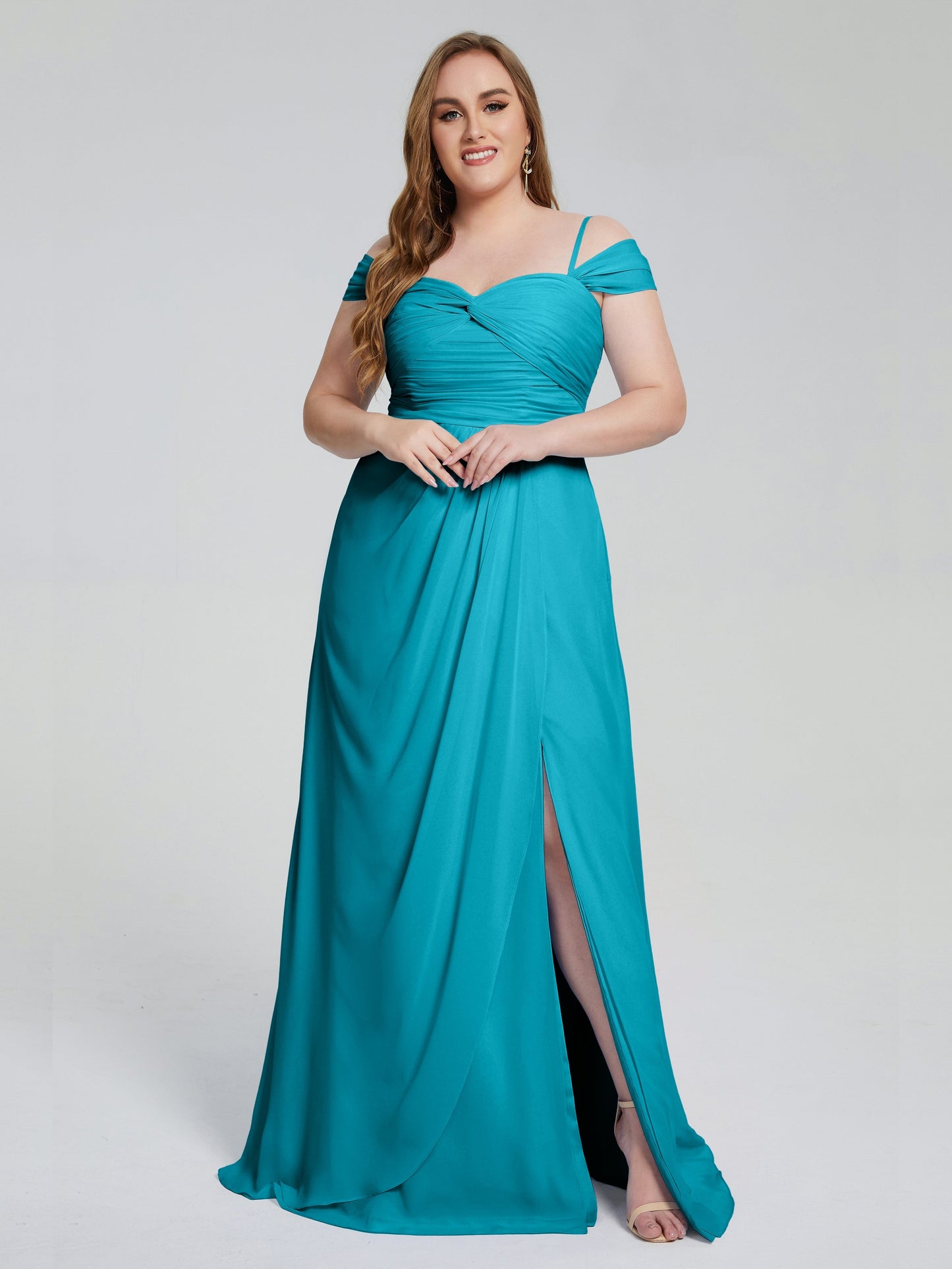 Catherine Elegant Straps Split Plus Size Bridesmaid Dresses