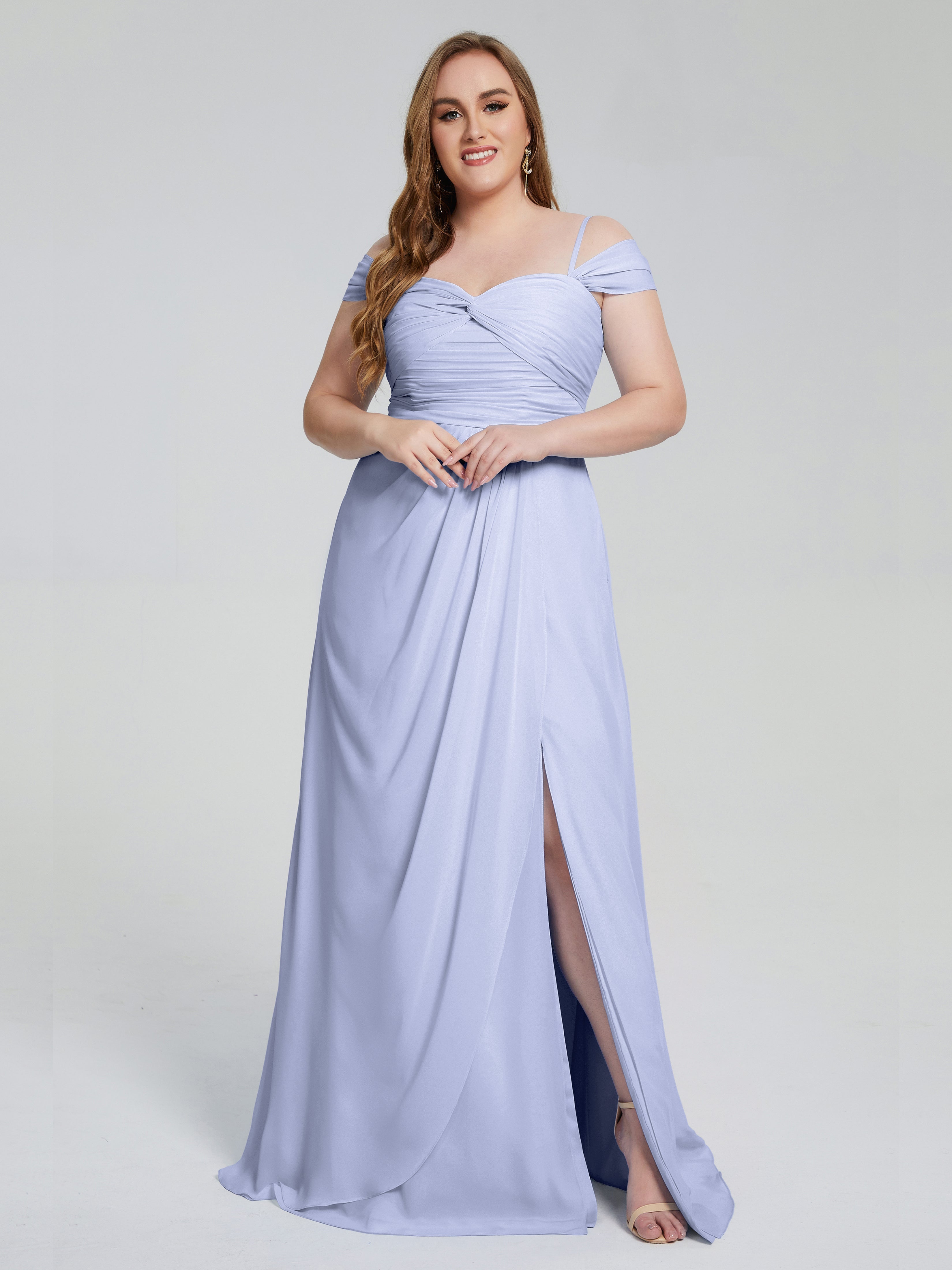 Catherine Elegant Straps Split Plus Size Bridesmaid Dresses