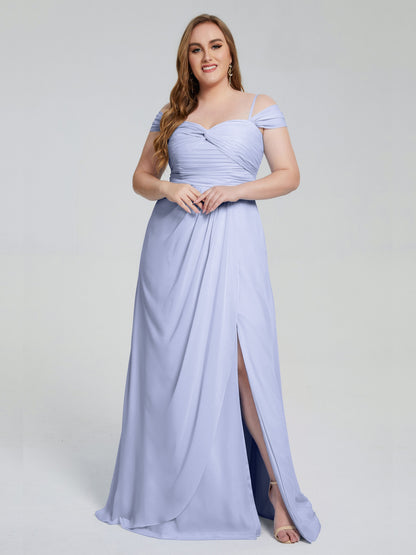 Catherine Elegant Straps Split Plus Size Bridesmaid Dresses