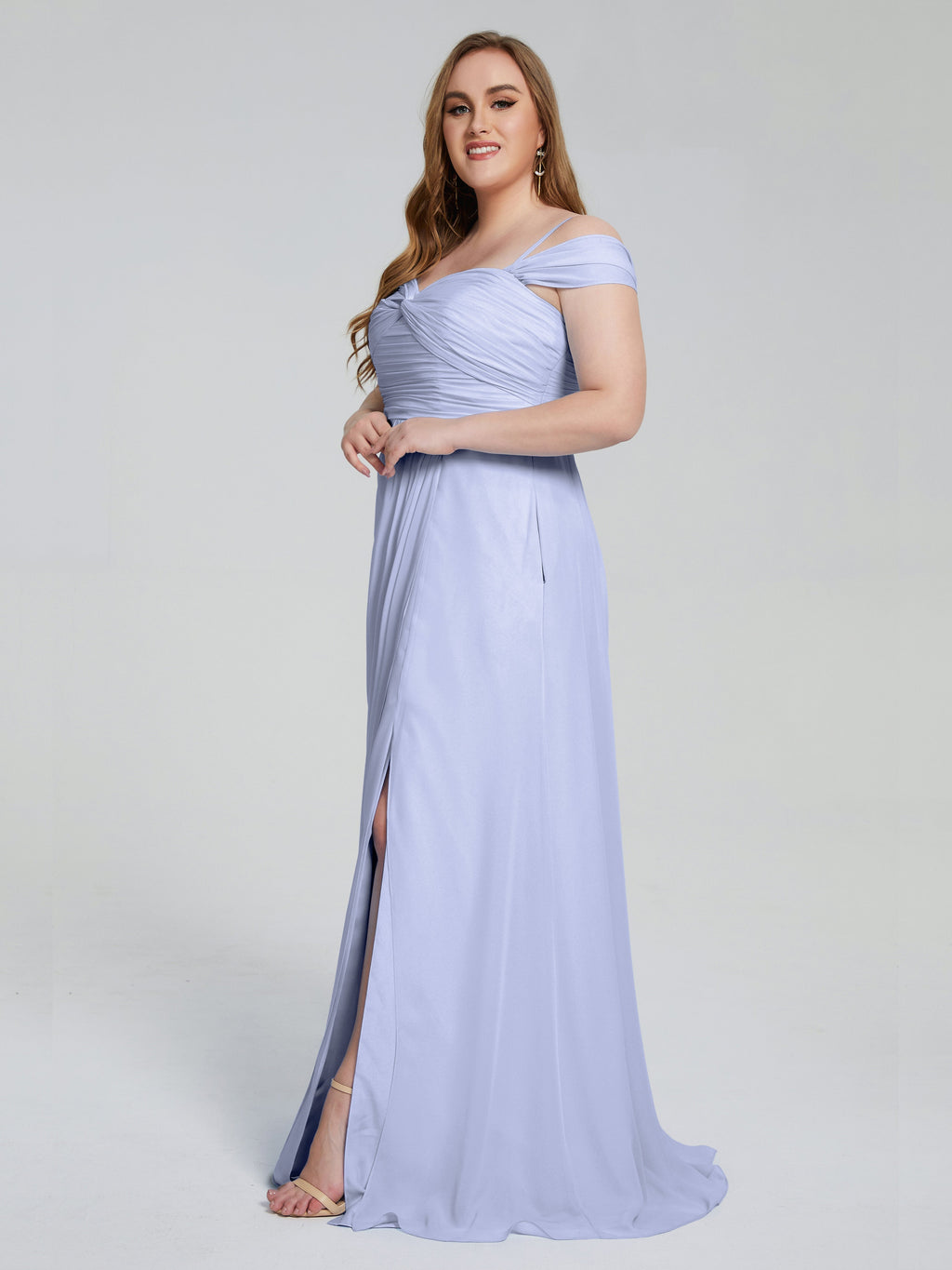 Catherine Elegant Straps Split Plus Size Bridesmaid Dresses