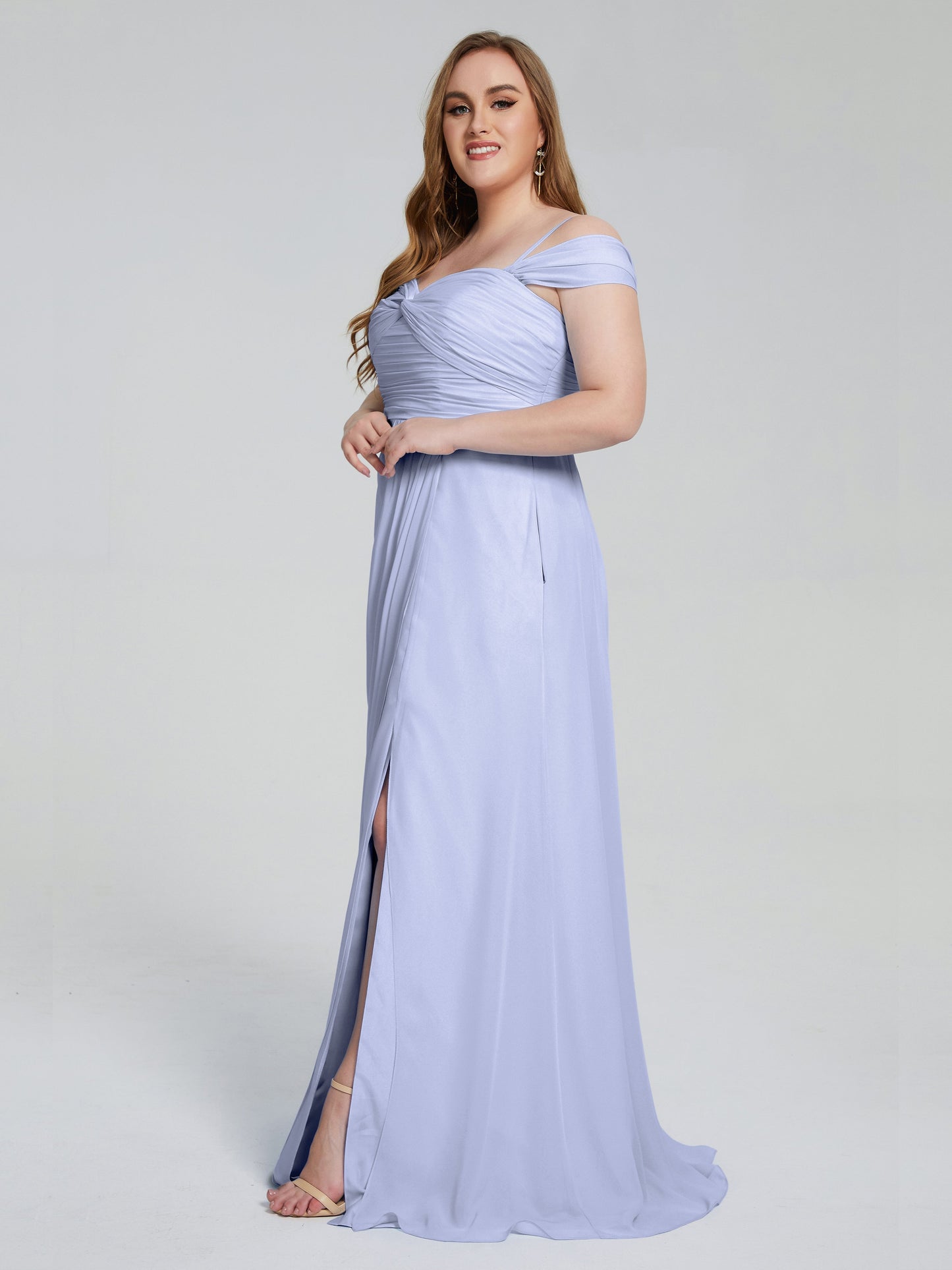 Catherine Elegant Straps Split Plus Size Bridesmaid Dresses