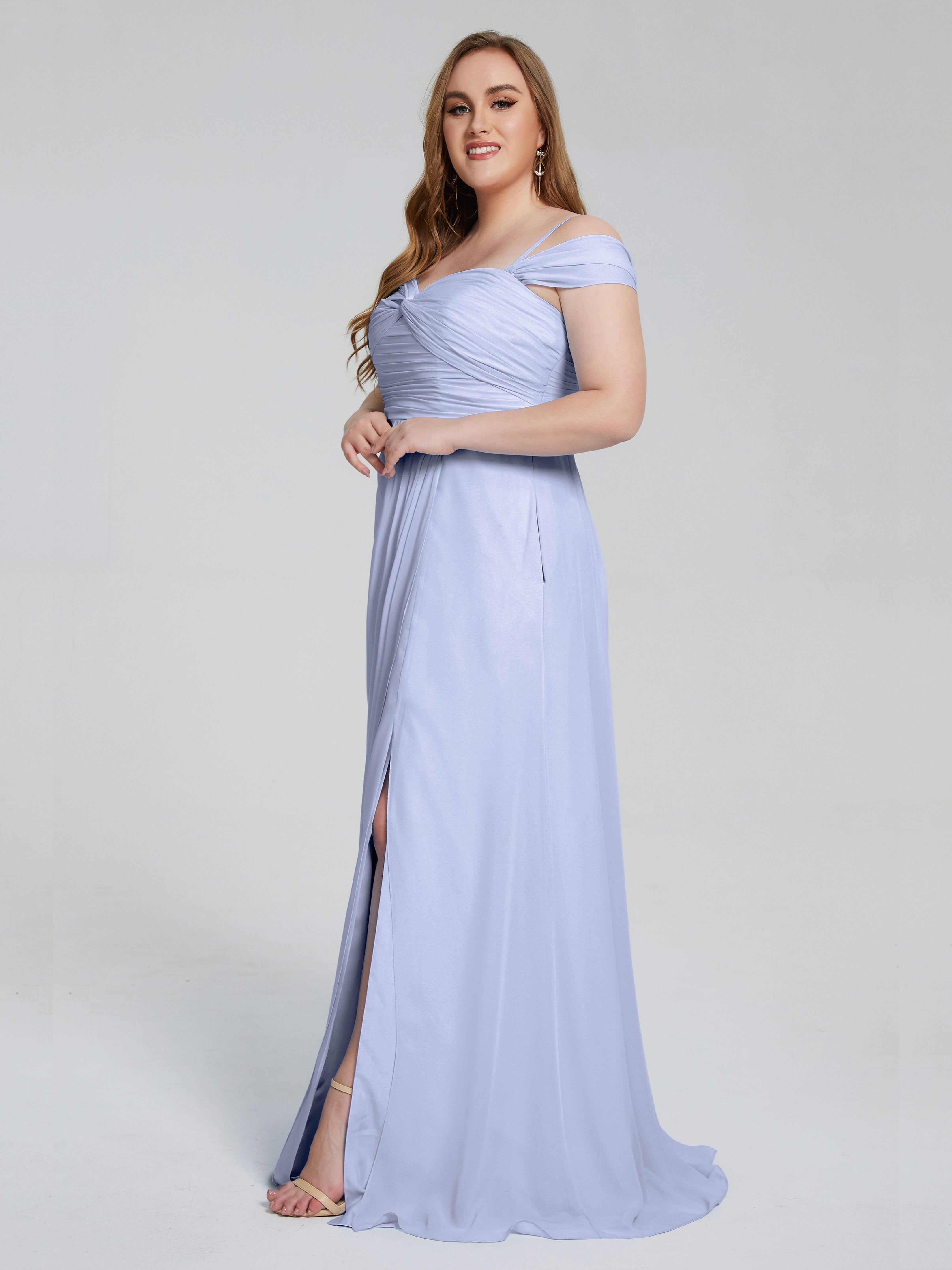Catherine Elegant Straps Split Plus Size Bridesmaid Dresses