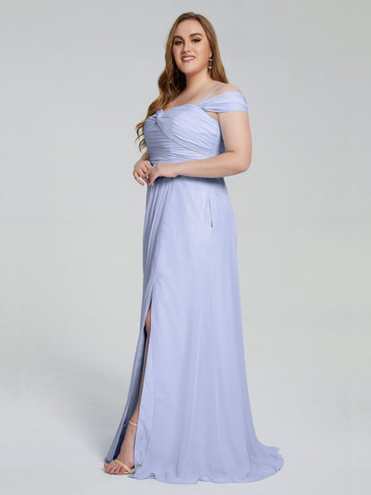 Catherine Elegant Straps Split Plus Size Bridesmaid Dresses