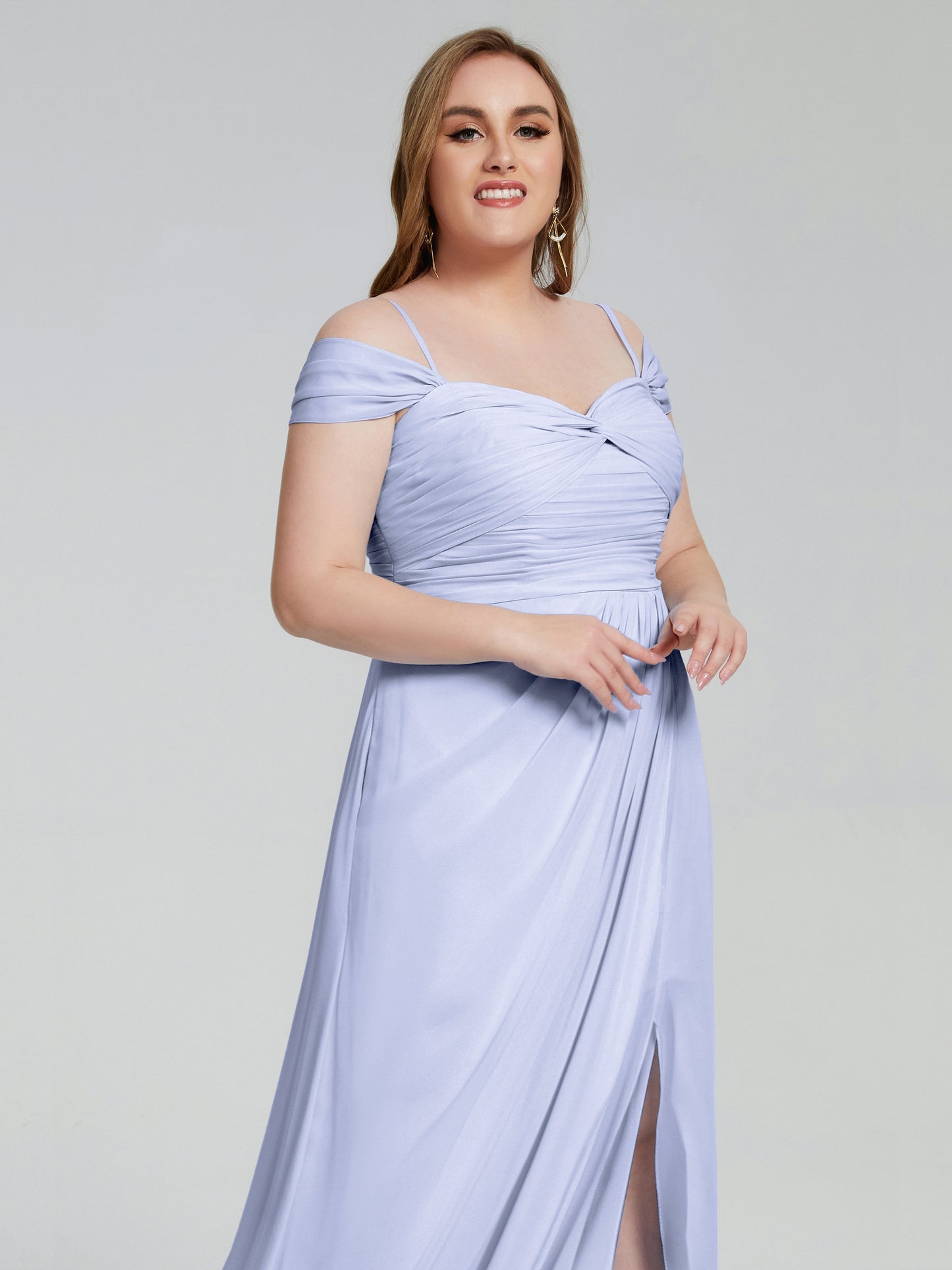 Catherine Elegant Straps Split Plus Size Bridesmaid Dresses