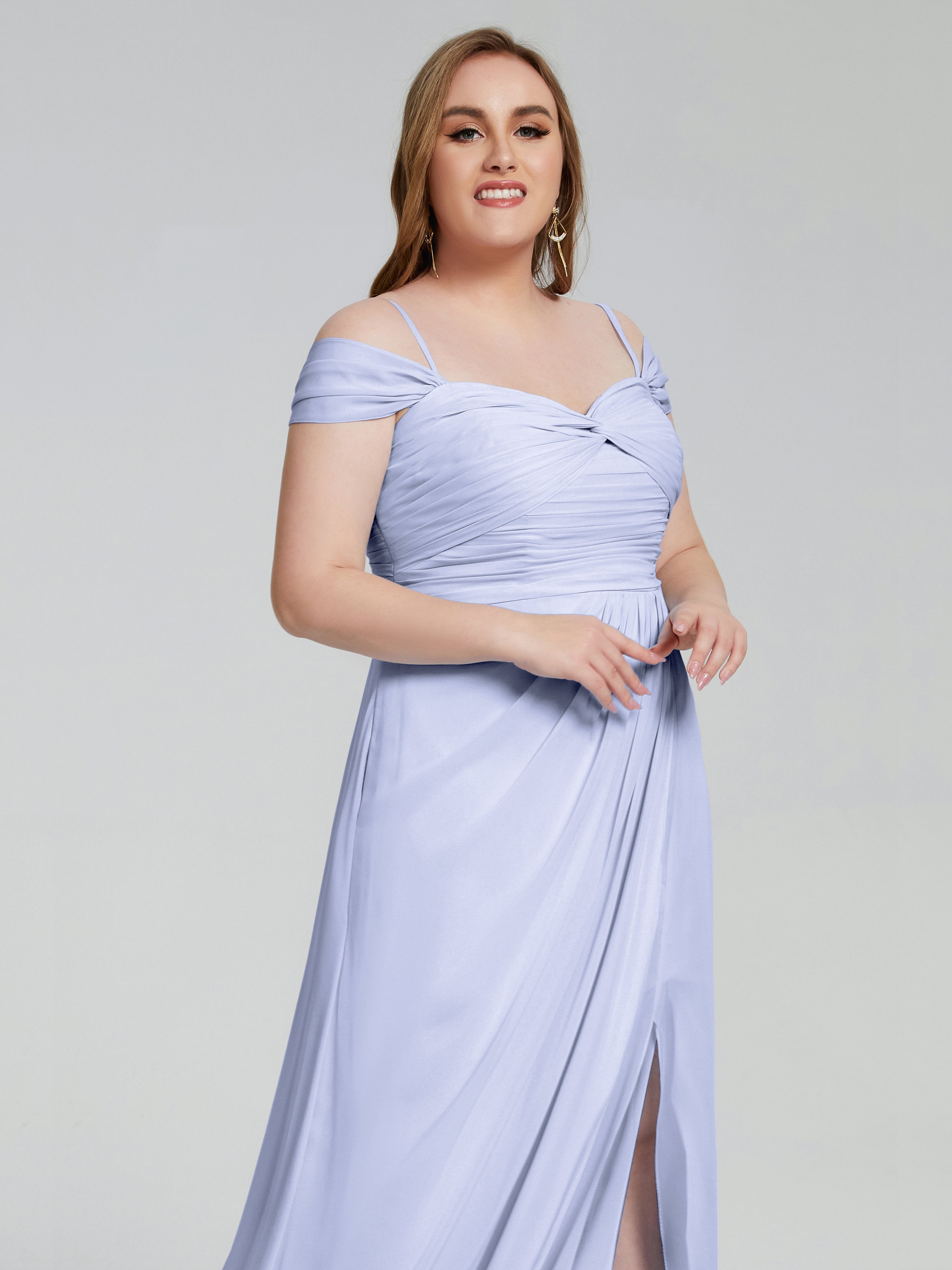 Catherine Elegant Straps Split Plus Size Bridesmaid Dresses