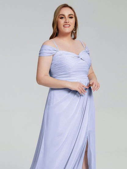 Catherine Elegant Straps Split Plus Size Bridesmaid Dresses