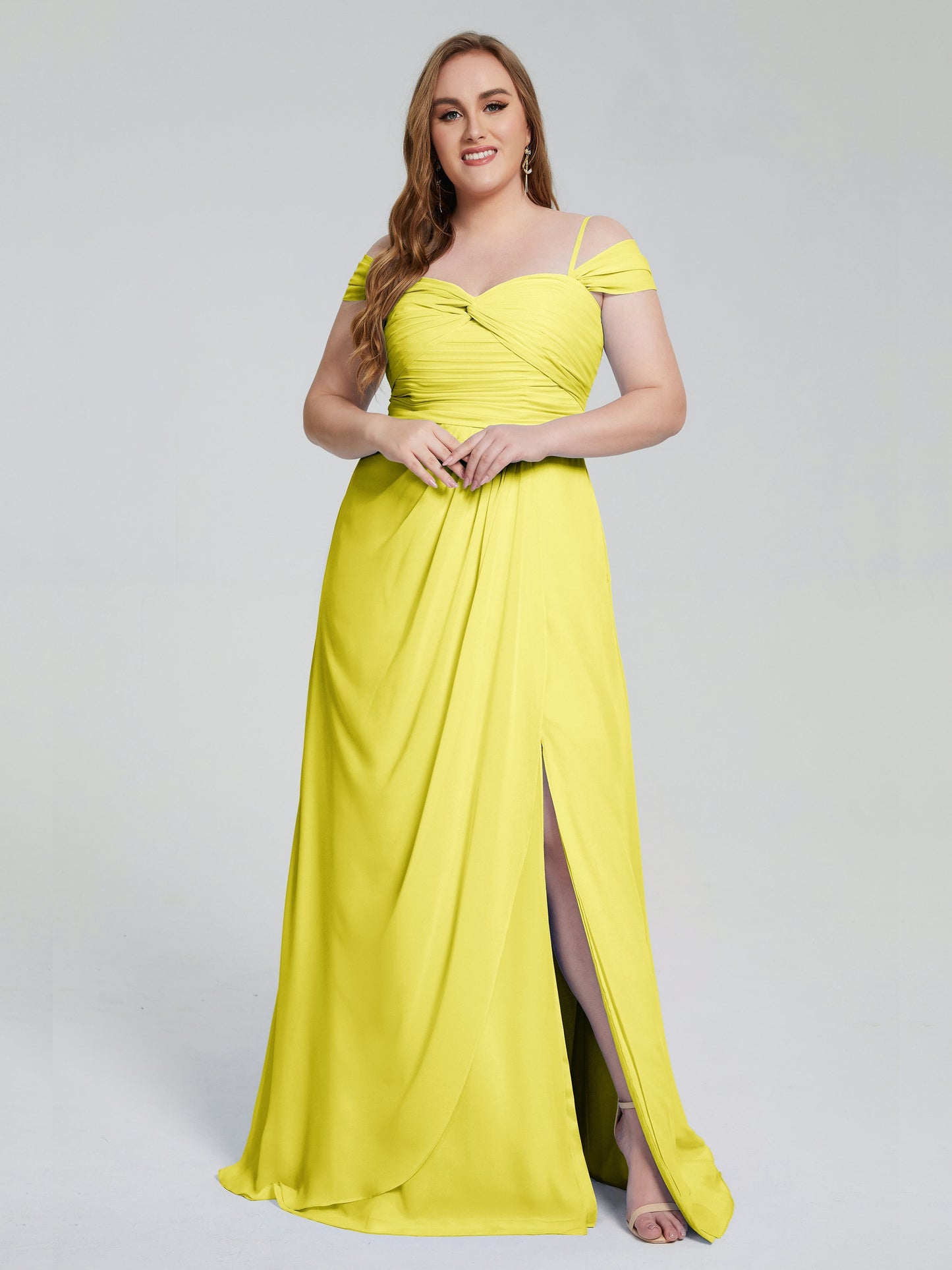 Catherine Elegant Straps Split Plus Size Bridesmaid Dresses