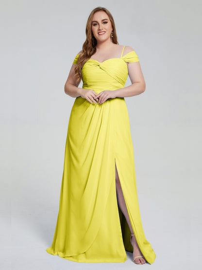 Catherine Elegant Straps Split Plus Size Bridesmaid Dresses