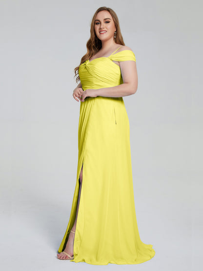 Catherine Elegant Straps Split Plus Size Bridesmaid Dresses