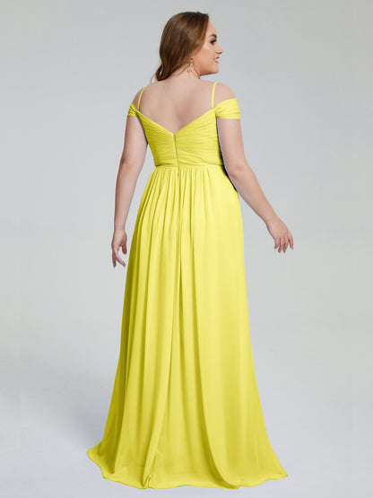 Catherine Elegant Straps Split Plus Size Bridesmaid Dresses