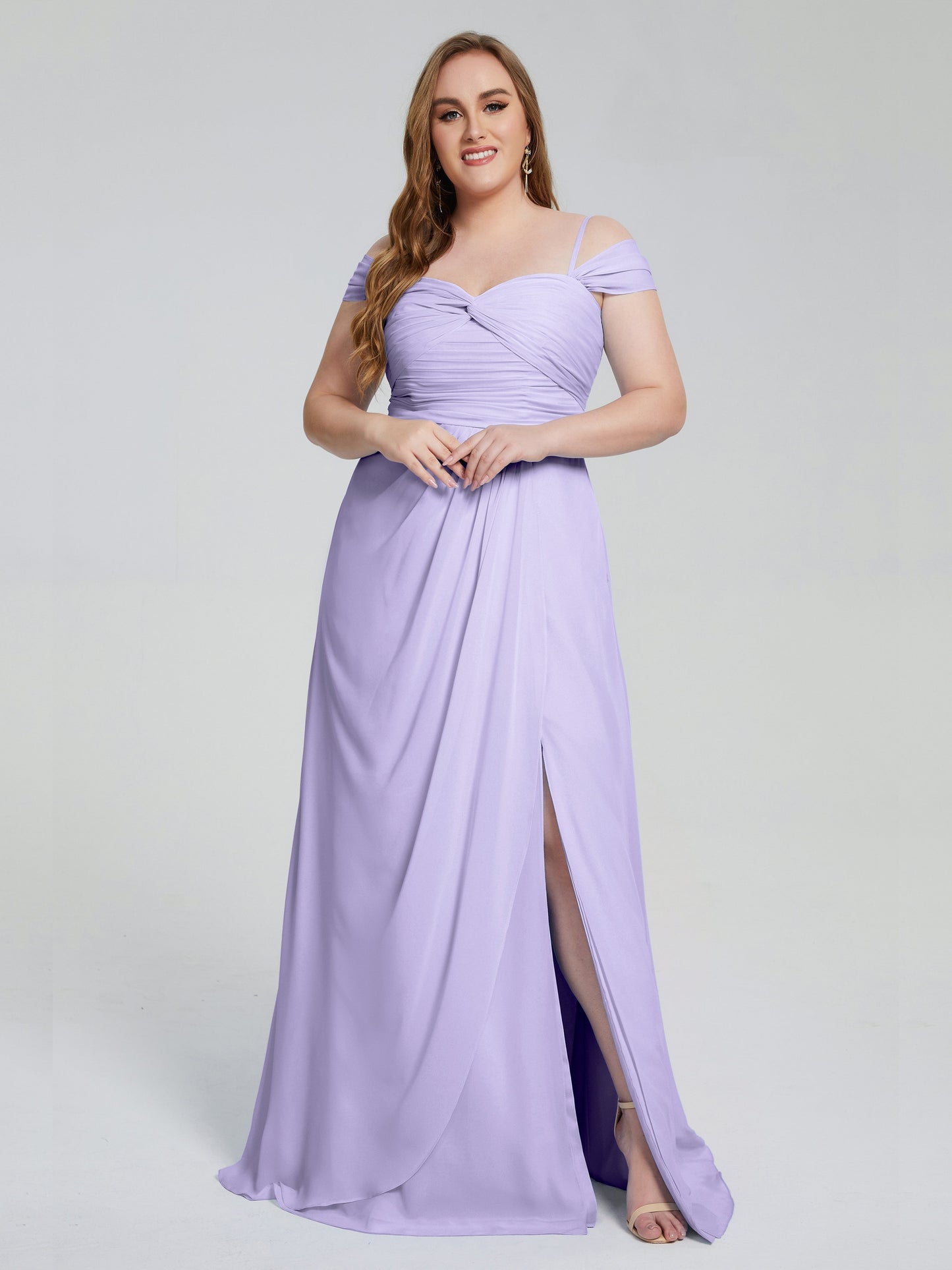 Catherine Elegant Straps Split Plus Size Bridesmaid Dresses