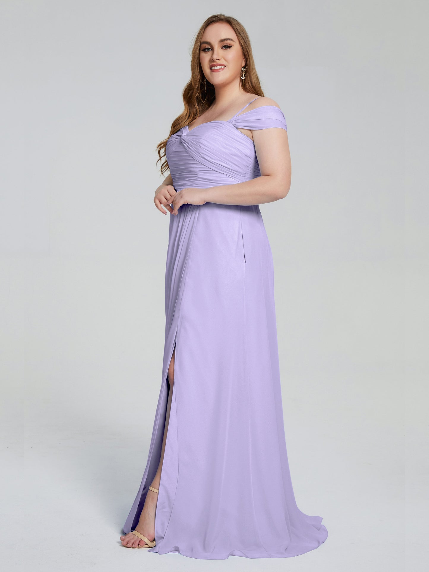 Catherine Elegant Straps Split Plus Size Bridesmaid Dresses