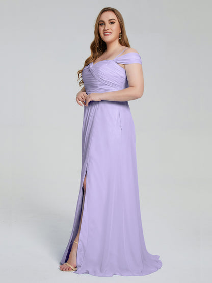 Catherine Elegant Straps Split Plus Size Bridesmaid Dresses