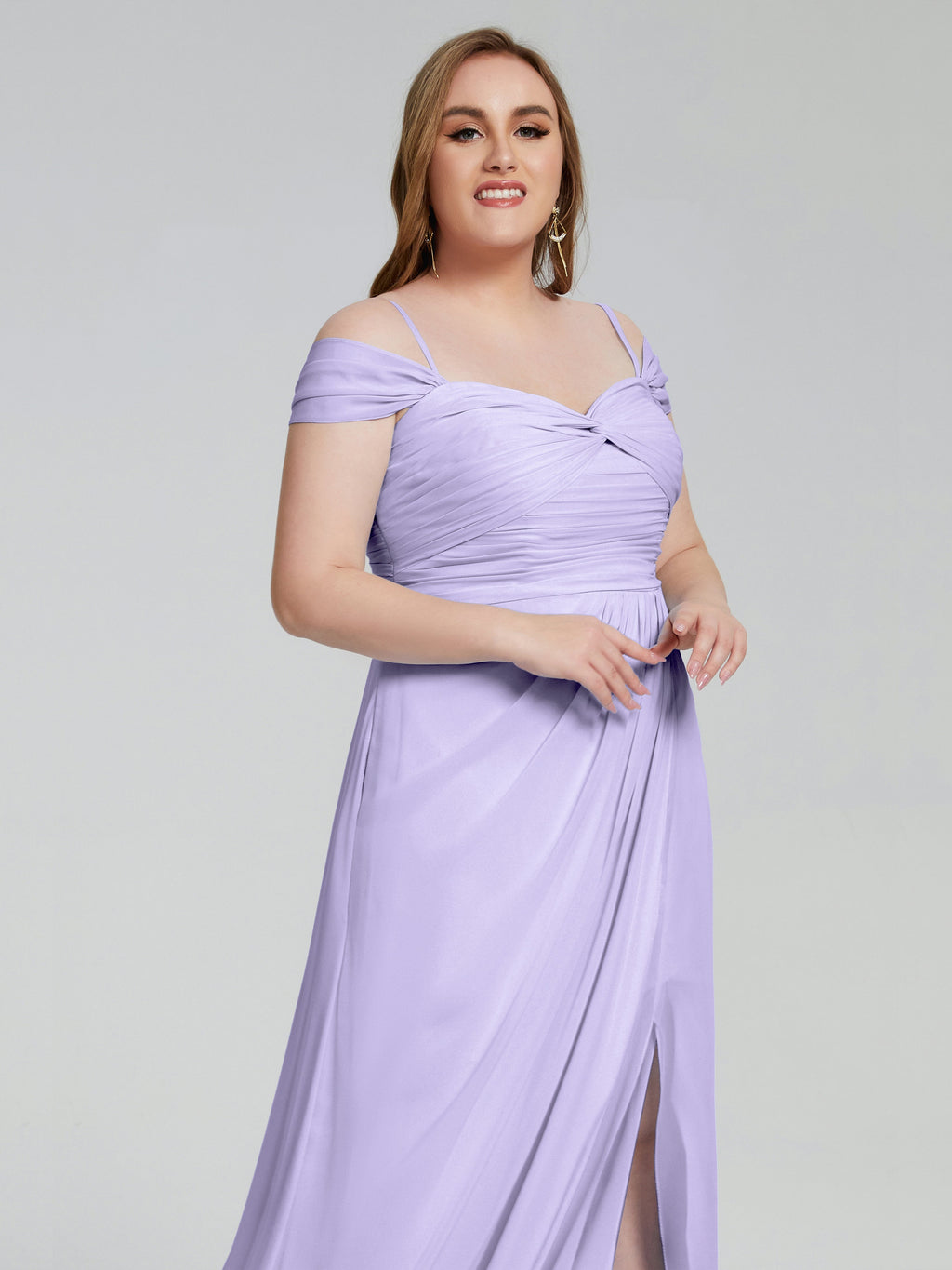 Catherine Elegant Straps Split Plus Size Bridesmaid Dresses